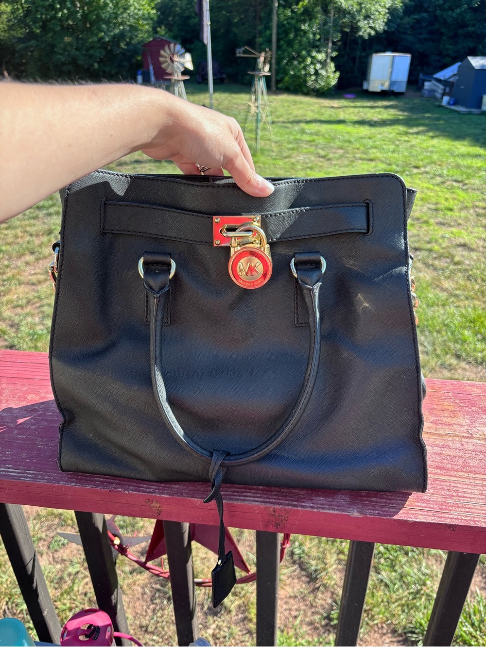 Michael Kors Black Tote with Gold MK Accent